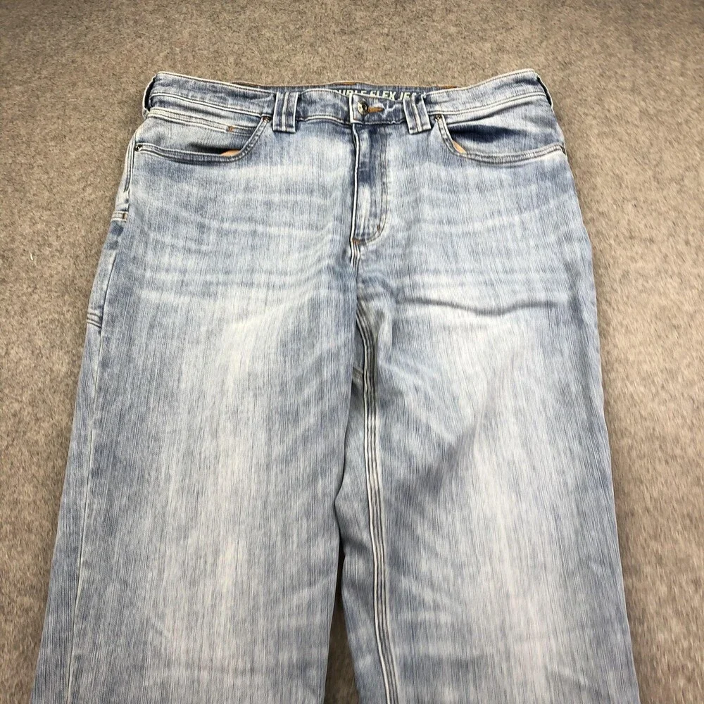 Duluth Jeans Mens 36x30 Blue Ballroom Double Flex Wash Relaxed Straight Denim
